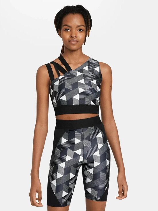 Nike Other - NIKE PRO Crop Top Sports Bra Black / White Triangles Serena.  Asymmetrical M